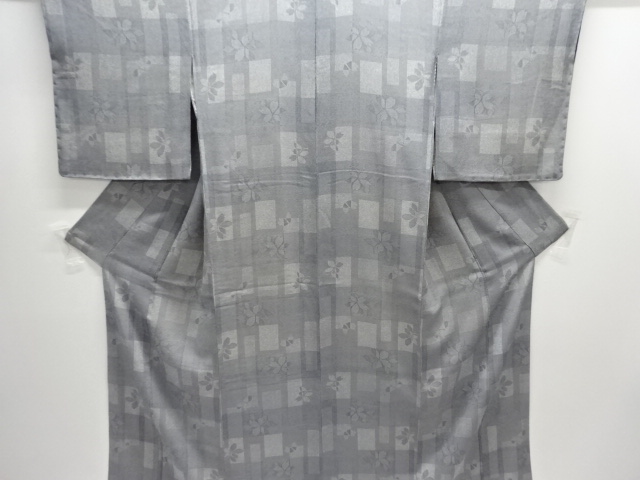 幾何学に花模様小紋着物